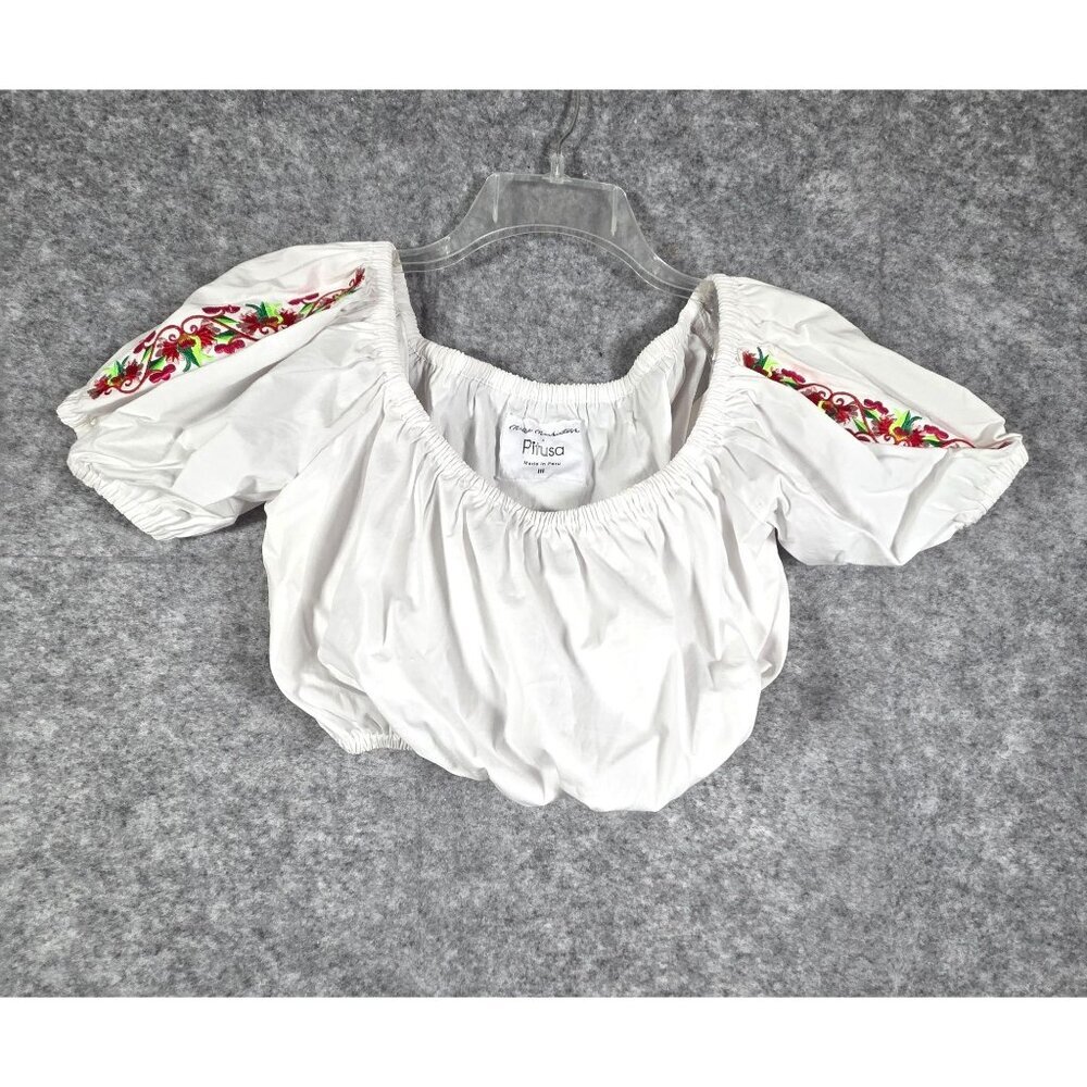 Millie Mackintosh Pitusa NWT Women's Pullover Top White Size L embordary detail